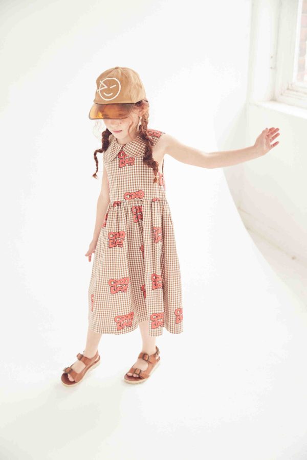 Girls Caramel Check Cotton Dress Online Hot Sale