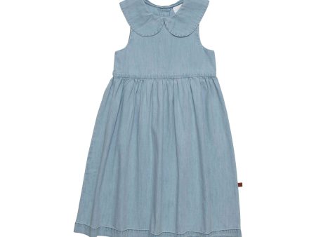 Girls Blue Denim Cotton Dress Fashion