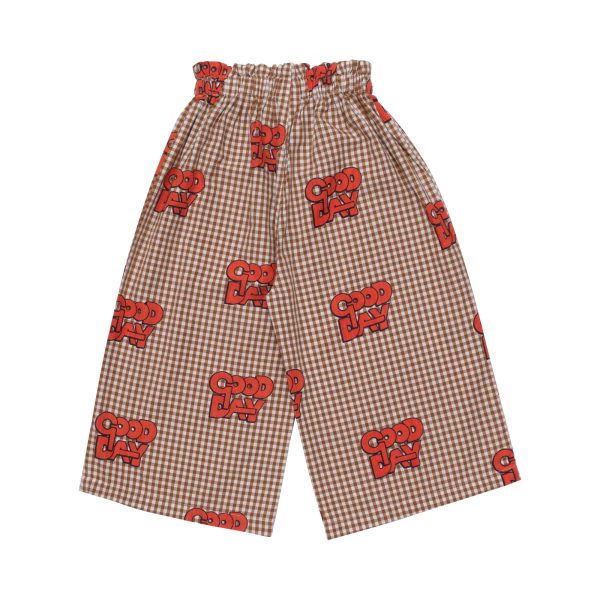 Boys & Girls Caramel Check Cotton Trousers Cheap