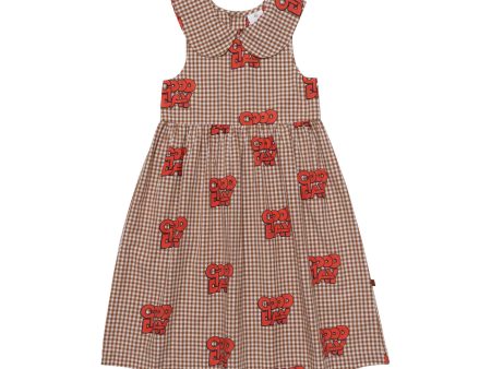 Girls Caramel Check Cotton Dress Online Hot Sale