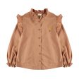 Girls Light Brown Frilled Cotton Shirt Hot on Sale