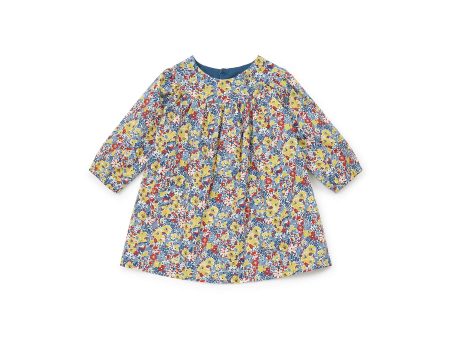 Baby Girls Blue Floral Cotton Dress Online Sale