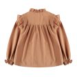 Girls Light Brown Frilled Cotton Shirt Hot on Sale