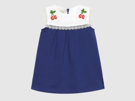 Baby Girls Blue GG Cherry Cotton Dress Cheap