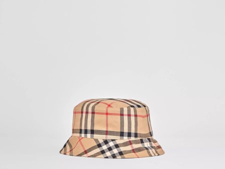 Baby Boys & Girls Beige Check Cotton Hat Discount