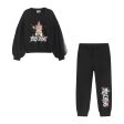 Girls Black Logo Cotton Set For Cheap