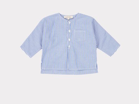 Baby Boys & Girls Blue Stripe Cotton Shirt on Sale