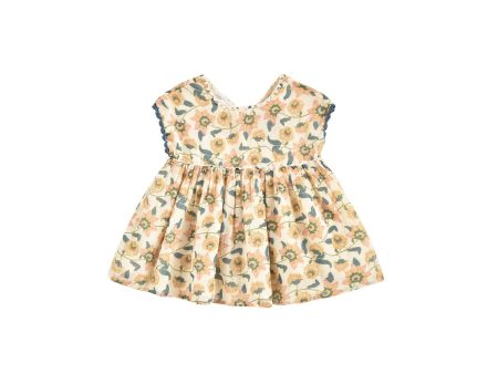 Girls Cream Flowers Dress For Discount