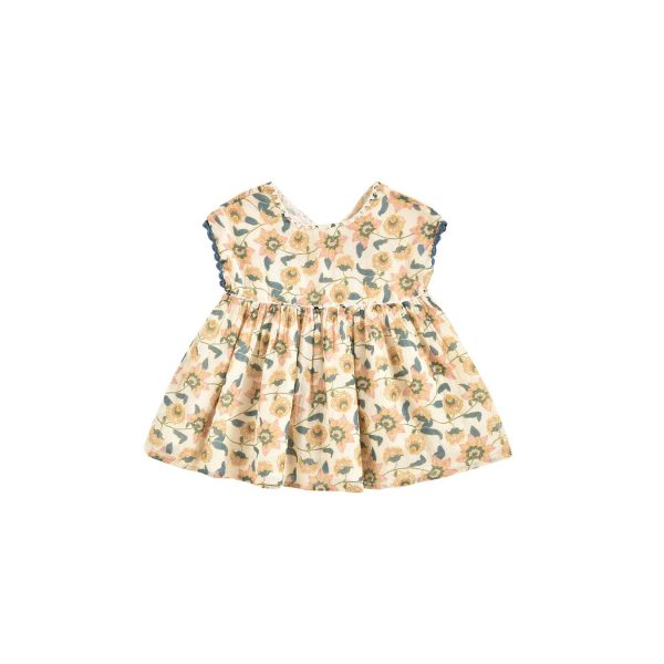 Girls Cream Flowers Dress For Discount