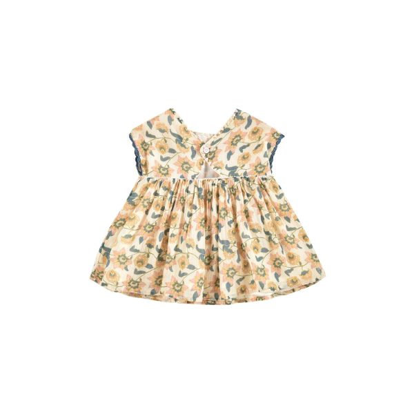 Girls Cream Flowers Dress For Discount