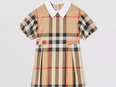 Baby Girls Beige Check Cotton Dress For Cheap