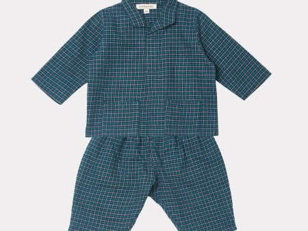 Baby Boys & Girls Blue Check Cotton Set Hot on Sale